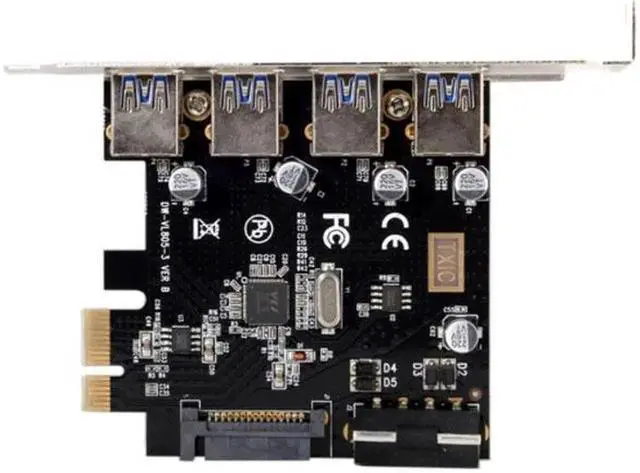 Alt view image 5 of 5 - U3-038 4 Ports PCI-E to USB 3.0 HUB PCI Express Expansion Card Adapter 5Gbps for Motherboard