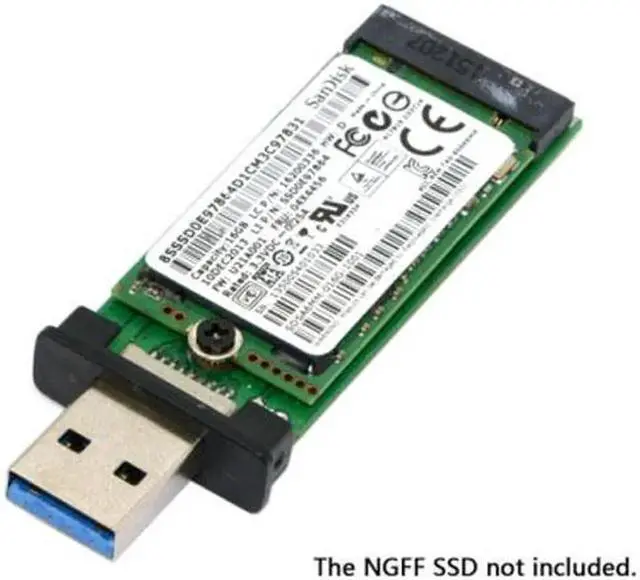 Alt view image 2 of 7 - U3-073 42mm NGFF M2 SSD to USB 3.0 External PCBA Conveter Adapter Card Flash Disk Type with Black Case