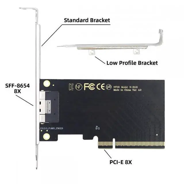 Alt view image 5 of 6 - External Slimline SFF-8654 8X 74Pin to PCIE Express 3.0 PCIE4.0 Raid Card VROC Raid0 Hyper Adapter