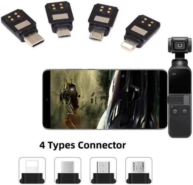 Alt view image 4 of 7 - U2-048 4pcs/set Type-CMicro8P Adapter for Osmo Pocket 1 2 Connector Interface Handheld Gimbal Camera Accessories