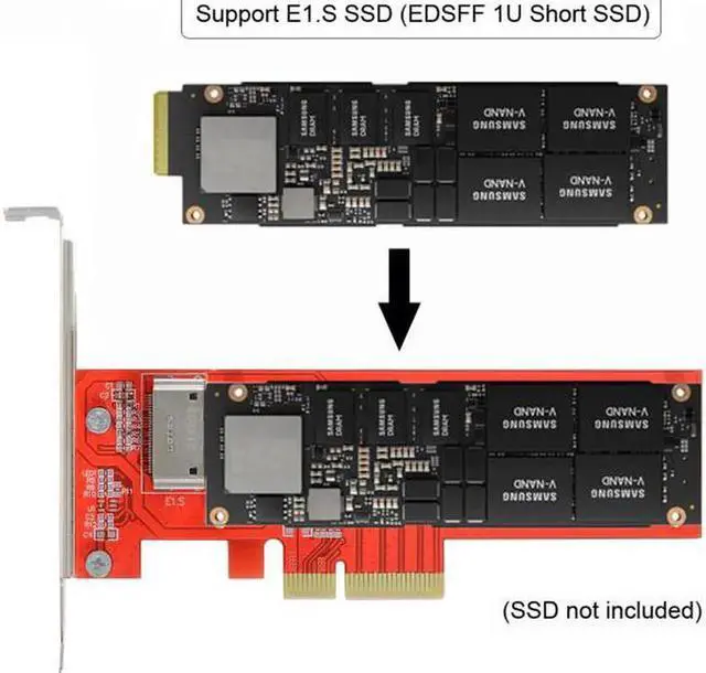 Alt view image 3 of 7 - SF-036 PCI-E4.0 4X Host Adapter to NVMe Ruler 1U GEN-Z EDSFF Short SSD E1.S Carrier Adapter