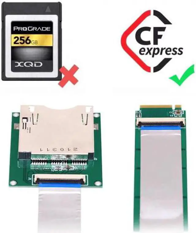 Alt view image 3 of 7 - SA-038 NGFF M.2 NVMe Mainboard to CF Express Extension Cable M2 M-key for CFE Type-B Support R5 Z6 Z7 Memory Card