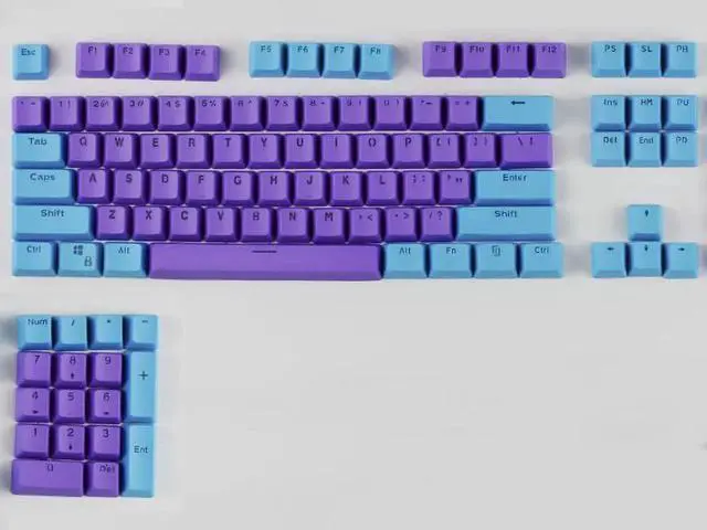 Alt view image 2 of 5 - 87/104 Keycaps Miami EVA Color Matching OEM Profile PBT Double Shot keycap Set for MX Mechanical Keyboard- Only Keycaps Blue Tenkeyless