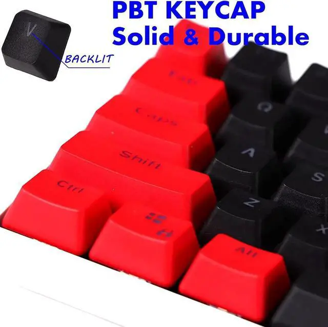 Alt view image 4 of 7 - 61 Keycaps 60 Percent, OEM Profile Gaming Keycaps Cherry MX RGB Backlit Keycap Set for 60 Percent Mechanical Keyboard Anne Pro 2/Poker/RK61/GK61/Ganss Alt61,Only keycaps (Black Red)