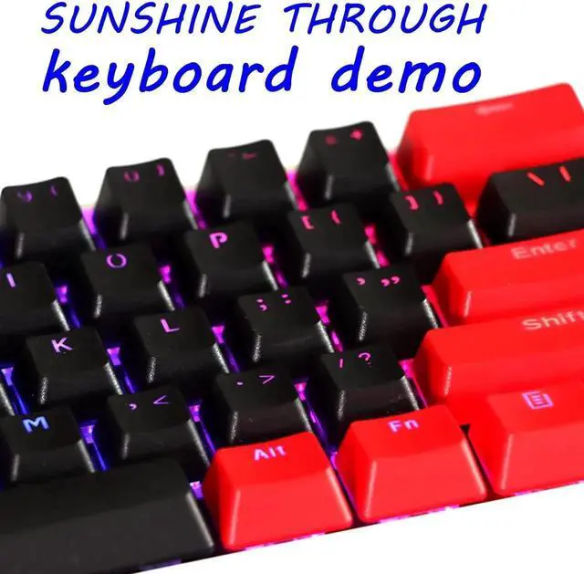 Alt view image 5 of 7 - 61 Keycaps 60 Percent, OEM Profile Gaming Keycaps Cherry MX RGB Backlit Keycap Set for 60 Percent Mechanical Keyboard Anne Pro 2/Poker/RK61/GK61/Ganss Alt61,Only keycaps (Black Red)