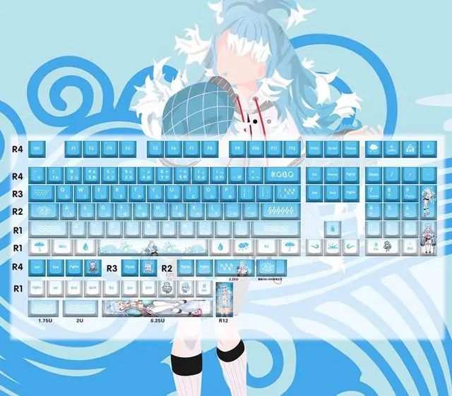 Main image of VTuber 2D anime high-tech mechanical-themed keyboard accessories fan-made keycaps KOBO