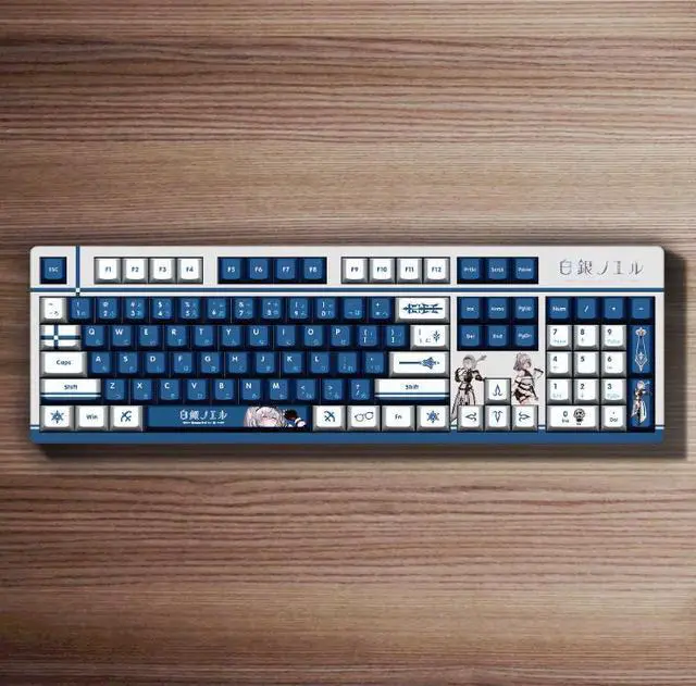 Main image of Anime 2D personalized customization Dly hot-pulled shaft PBT thermal transfer keycaps gamingmechanical keyboard Silver Noel White Bottom Mechanical Keyboard