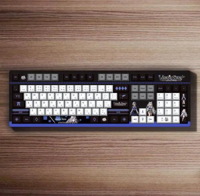 Main image of Anime 2D personalized customization Dly hot-pulled shaft PBT thermal transfer keycaps gamingmechanical keyboard Vestia Zeta White Bottom Mechanical Keyboard