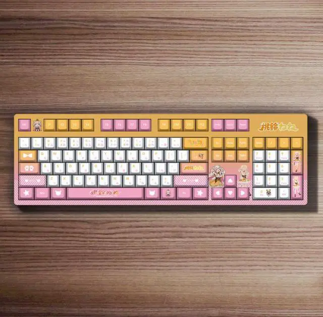 Main image of Anime 2D personalized customization Dly hot-pulled shaft PBT thermal transfer keycaps gamingmechanical keyboard Taoli Yinyin white background mechanical keyboard