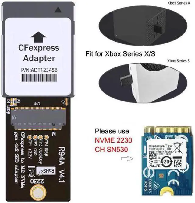 Alt view image 3 of 7 - SA-046 CF-Express Type-B to NVMe 2230 M.2 M-Key CH SN530 SSD Adapter CFE for XBOX Series XS PCIe4.0 Expansion Memory Card
