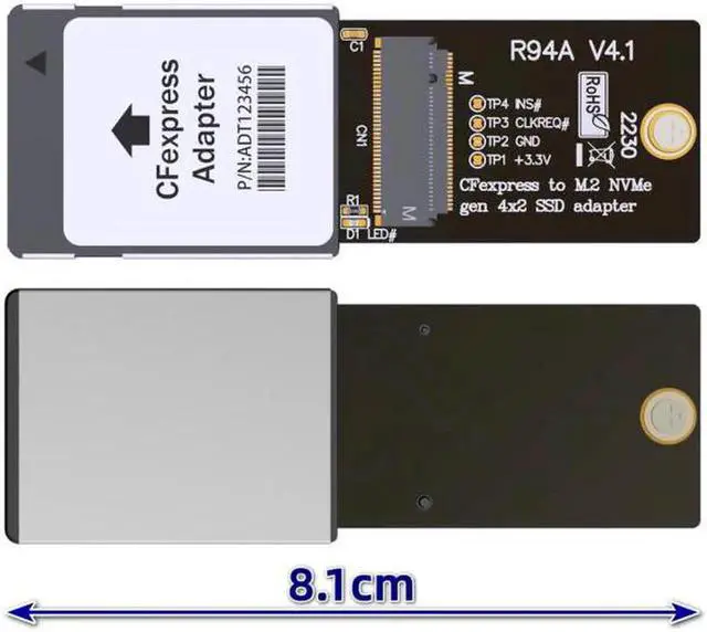 Alt view image 4 of 7 - SA-046 CF-Express Type-B to NVMe 2230 M.2 M-Key CH SN530 SSD Adapter CFE for XBOX Series XS PCIe4.0 Expansion Memory Card
