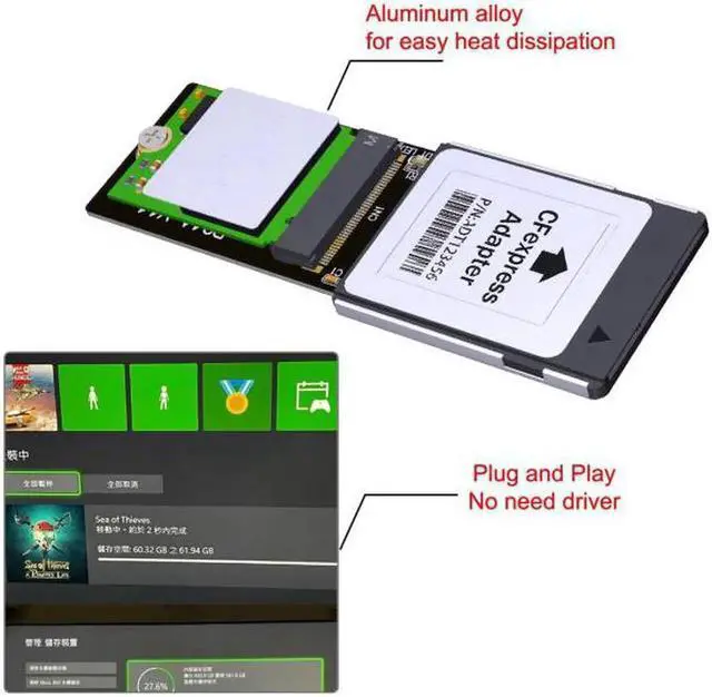 Alt view image 2 of 7 - SA-046 CF-Express Type-B to NVMe 2230 M.2 M-Key CH SN530 SSD Adapter CFE for XBOX Series XS PCIe4.0 Expansion Memory Card
