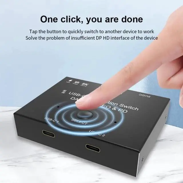 Alt view image 4 of 7 - UC-161 USB-C Type-C Bi-Direction Switch MST 1 to 2 Hub Support Video Data PD 8K@30hz 100W 10Gbps