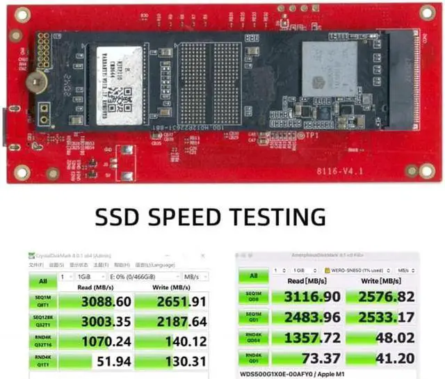 Alt view image 6 of 7 - UC-116 Type-C USB4 40Gbps to PCI-E SSD Nvme NGFF M-key Convert Card Cable USB-C 10Gbps JHL7440 JMS583