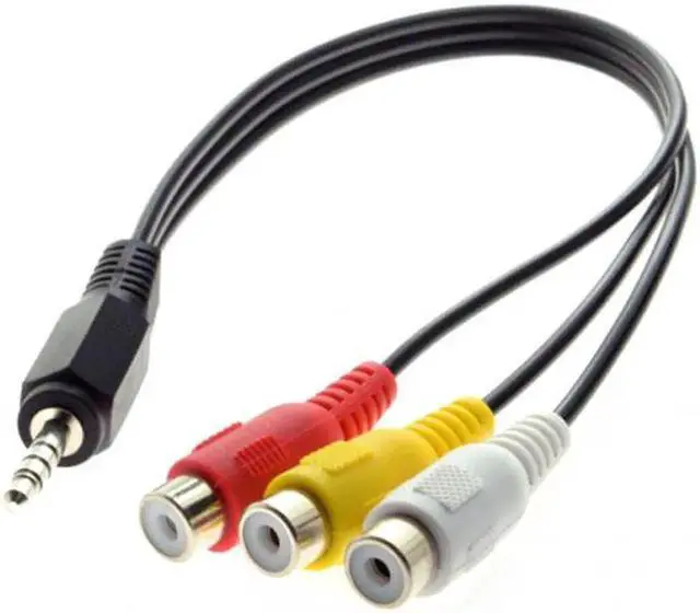 Alt view image 7 of 7 - 3.5mm 1/8" Male Stereo Car AUX to 3 RCA AV Female Cord Audio Video Composite Cable 20cm