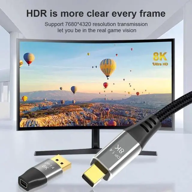 Alt view image 2 of 6 - Mini DisplayPort 1.4 8K 60hz Female Adapter Ultra-HD UHD 4K 144hz to DP Male 7680*4320 for Video PC Laptop TV
