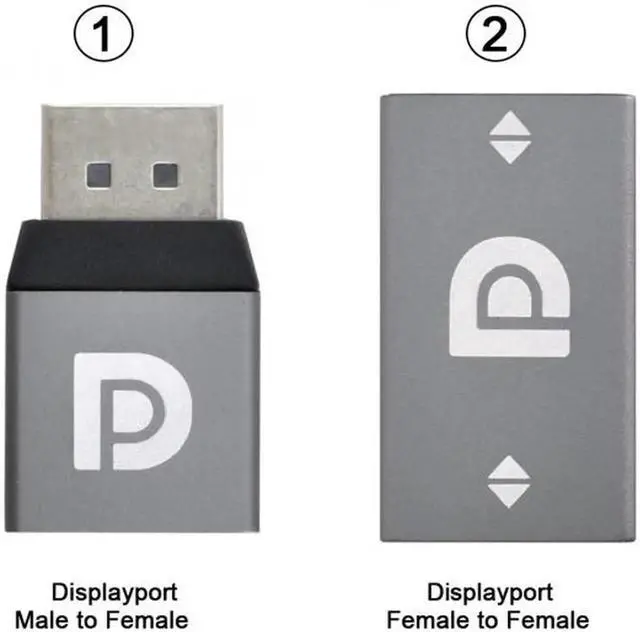 Alt view image 2 of 6 - 2pcs/set DisplayPort 1.2 4K 60hz to DP Extension Adapter Male Female Ultra-HD UHD for Video PC Laptop TV