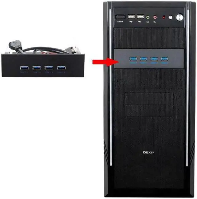 Alt view image 5 of 5 - USB 3.0 HUB 4 Ports Front Panel to Motherboard 20Pin Connector Cable for 5.25" CD-ROM Bay