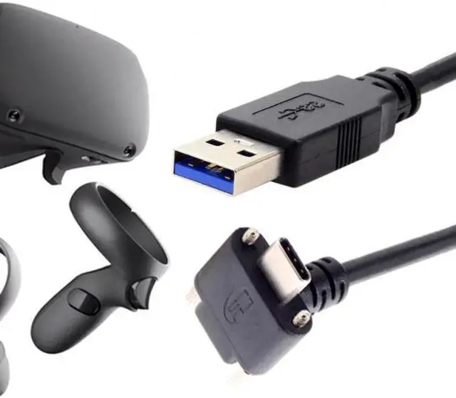 Alt view image 4 of 6 - 8.0M Down Up Angled USB 3.1 Type-C Dual Screw Locking to USB3.0 Data GL3523 Repeater Cable 90 Degree for Camera Oculus Quest Link