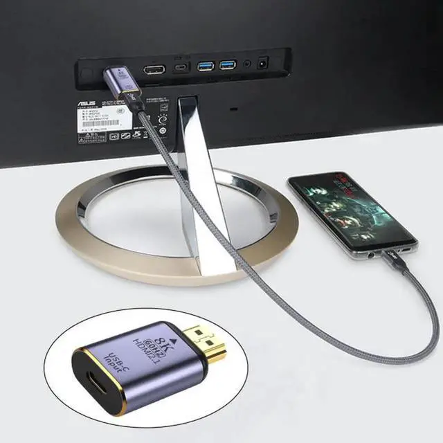 Alt view image 7 of 7 - USB-C Type C Female Source to HDMI Sink HDTV Adapter 8K@60hz 4K@120hz for Tablet & Phone & Laptop