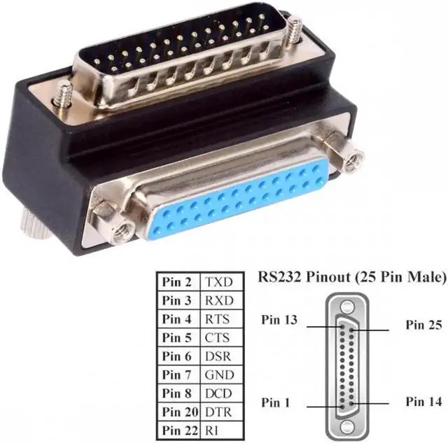 Alt view image 2 of 7 - DSUB Parallel LPT AES/EBU DB25pin Male Nut to Female Screw Extension Adapter DB Connector Down 90 Degree Angled