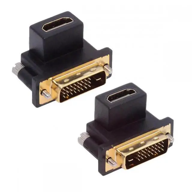 Alt view image 5 of 7 - 2pcs/lot Up & Down Angled 90 Degree DVI Male to HDMI Female 4K Adapter for Computer HDTV Graphics Card