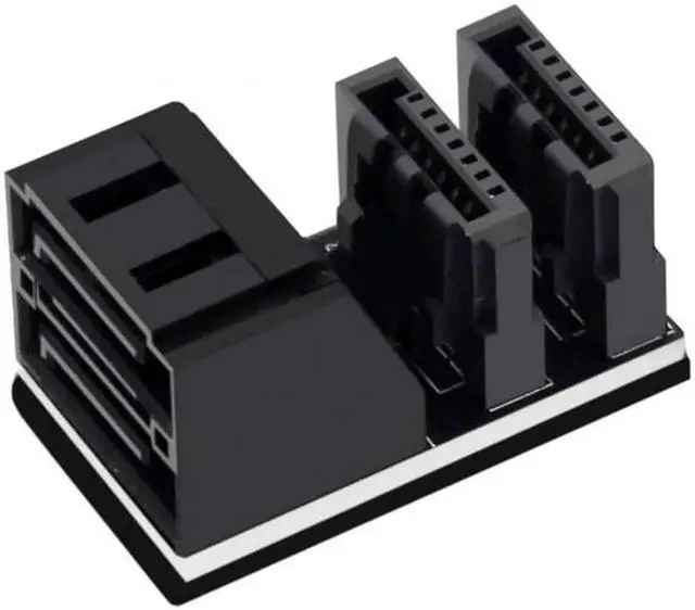Main image of 7Pin Female to 7Pin Male Vertical 90 Degree Angled Adapter Low Profile for Desktops SSD HDD Mainboard Motherboard
