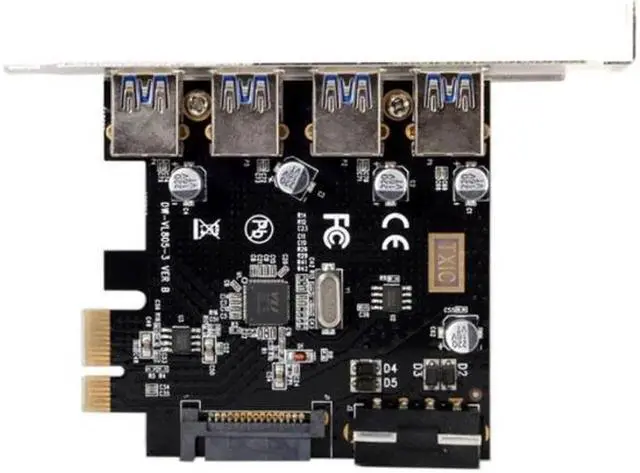 Alt view image 5 of 5 - 4 Ports PCI-E to USB 3.0 HUB PCI Express Expansion Card Adapter 5Gbps for Motherboard
