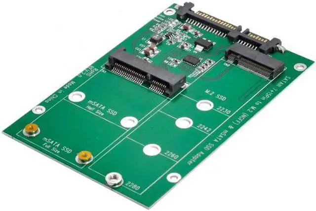 Alt view image 2 of 7 - 2 in 1 Combo Mini PCI- E 2 Lane M.2 NGFF & mSATA SSD to SATA 3.0 III Adapter Converter PCBA