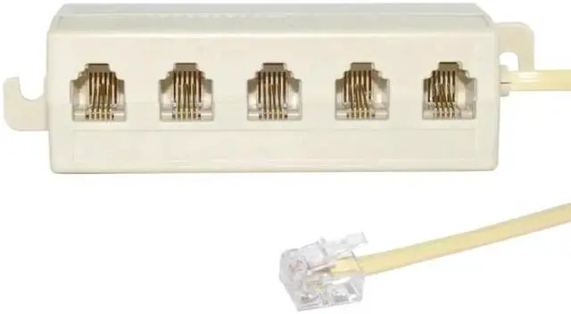 Alt view image 3 of 7 - 5 Way Outlet 6P4C RJ11 RJ12 Telephone Phone Modular Jack Line Splitter Adapter Beige 1-in-5-out