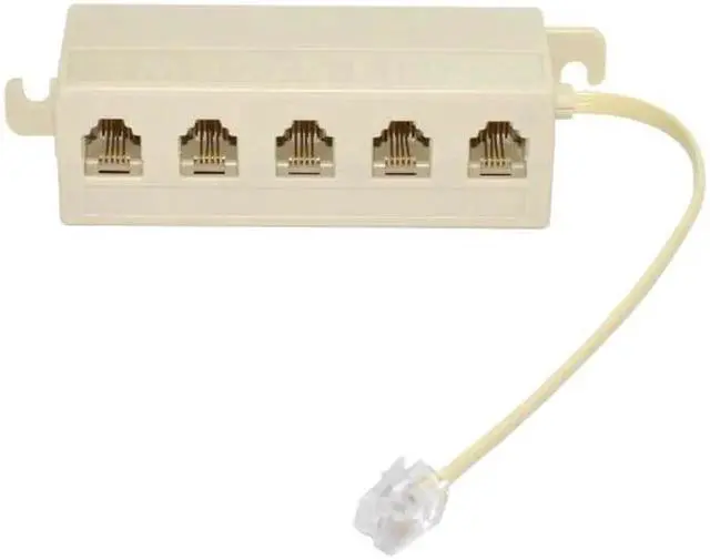 Alt view image 5 of 7 - 5 Way Outlet 6P4C RJ11 RJ12 Telephone Phone Modular Jack Line Splitter Adapter Beige 1-in-5-out