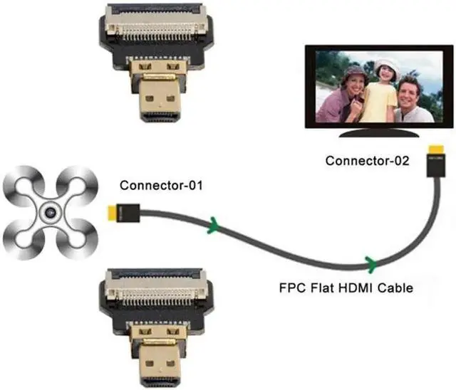 Alt view image 5 of 7 - Micro HDMI Male to Micro HDMI Male Extension FPC Flat Cable 1080P for FPV HDTV Multicopter Aerial Photography