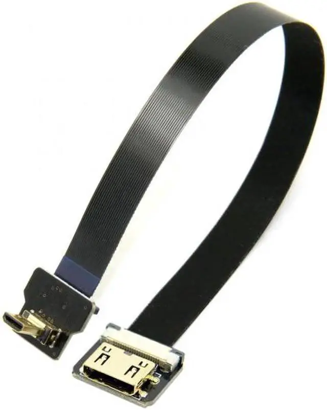 Alt view image 5 of 7 - Up Angled 90 Degree FPV Micro HDMI Male to Mini HDMI Female FPC Flat Cable 10cm for FPV HDTV Multicopter Aerial Photography
