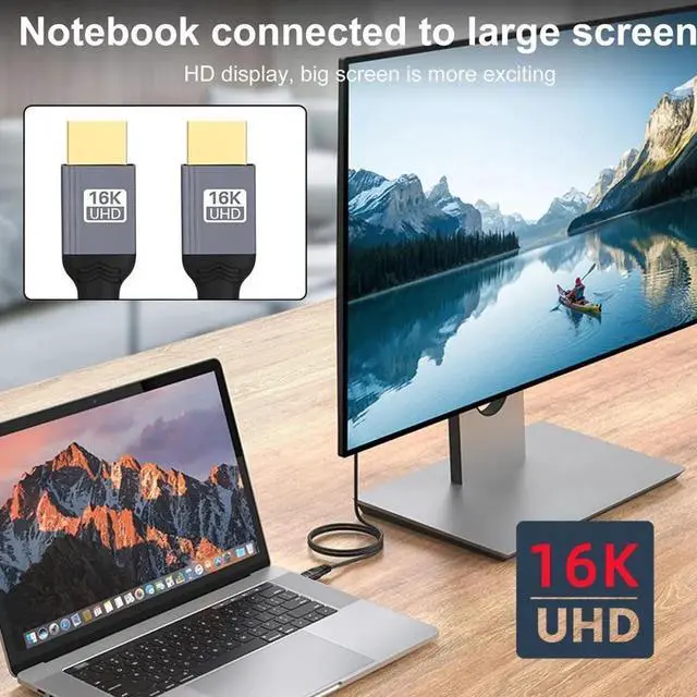 Alt view image 7 of 7 - Cable 16K 8K UHD HDMI 2.2 Version Type-A Male to HDMI Male HDTV Cable for HDTV Desktop Laptop Monitor (200cm)