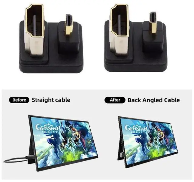 Alt view image 4 of 7 - Cable 2pcs/lot Up & Down Micro HDMI 1.4 Male Type-D to HDMI Female Port Saver 360 Degree Opposite U Shape Back Angled Extension Adapter