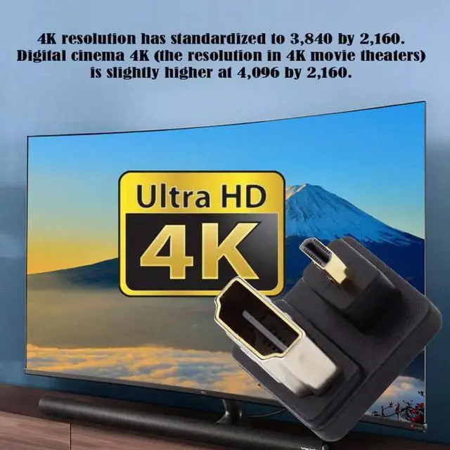 Alt view image 5 of 7 - Cable 2pcs/lot Up & Down Micro HDMI 1.4 Male Type-D to HDMI Female Port Saver 360 Degree Opposite U Shape Back Angled Extension Adapter