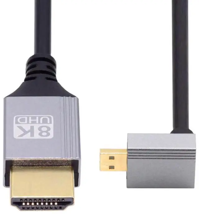 Main image of 90 Degree Down Angled Micro HDMI 2.1 Ultra Thin HDTV Cable 8K 4K Hyper Super Flexible Slim Cord Type-A to Type-D for Camera HDTV
