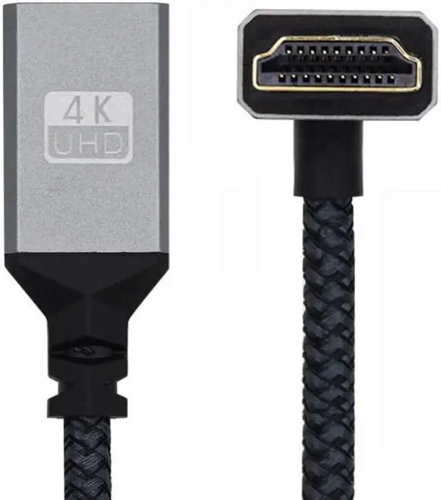 Alt view image 2 of 7 - Up Angled 90 Degree HDMI 1.4 Type A Male to A Female Extension Cable Support HDTV 4K 60hz 3D
