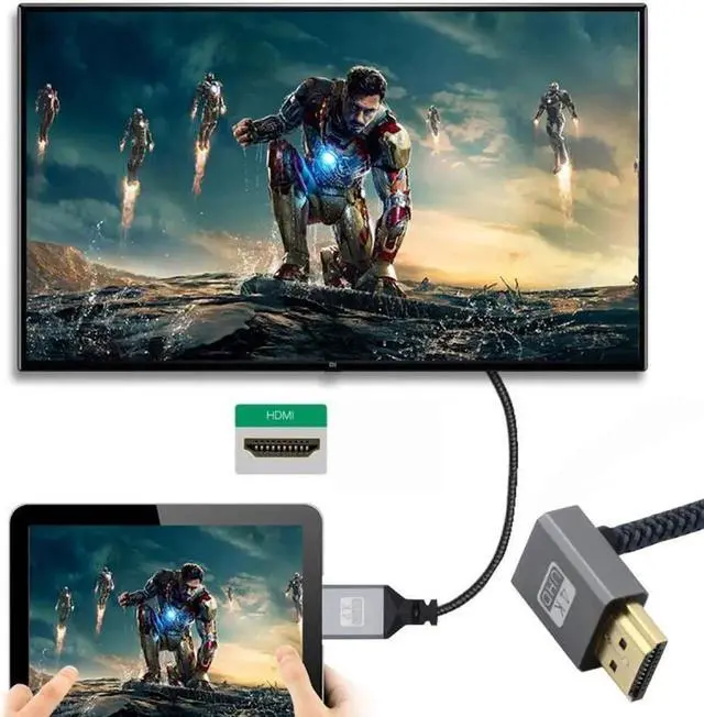 Alt view image 3 of 7 - Up Angled 90 Degree HDMI 1.4 Type A Male to A Female Extension Cable Support HDTV 4K 60hz 3D
