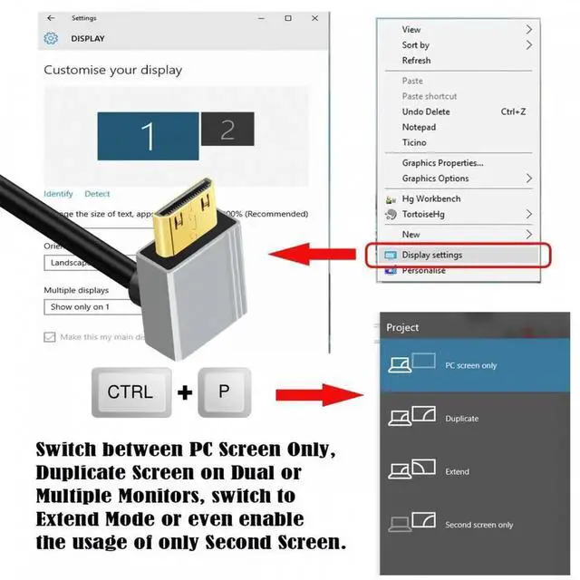 Alt view image 7 of 7 - 90 Degree Up Angled Mini HDMI 2.1 Ultra Thin HDTV Cable 8K 4K Hyper Super Flexible Slim Cord Type-A to Type-C for Camera HDTV