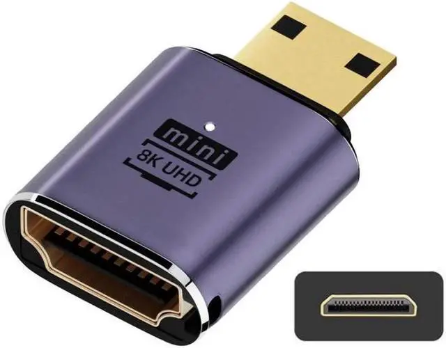 Main image of Mini HDMI Male to HDMI 2.1 Female UHD Extension Gold Converter Adapter Support 8K 60hz HDTV