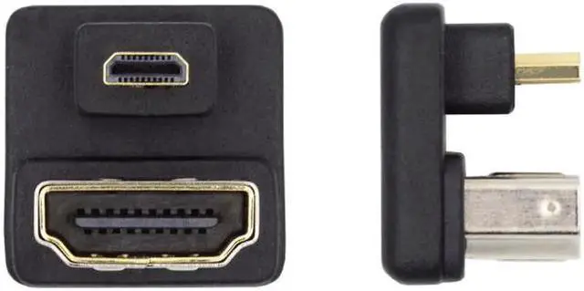 Alt view image 3 of 7 - Micro HDMI 1.4 Male Type-D to HDMI Female Port Savers 360 Degree Up Opposite U Shape Back Angled Extension Adapter Converter
