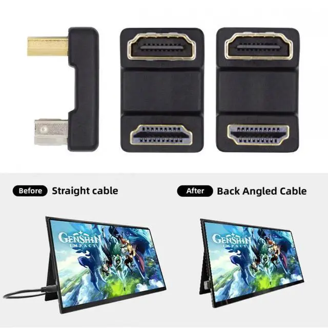Alt view image 3 of 7 - 2pcs/lot Up & Down HDMI 1.4 Male Type-A to HDMI Female Port Saver 360 Degree Opposite U Shape Back Angled Extension Adapter