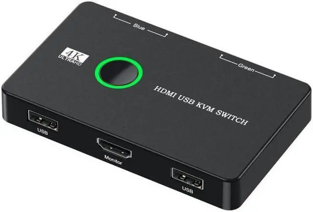 Alt view image 2 of 7 - KVM USB 2.0 & HDMI 4K Switch Selector Dual PCs Sharing Monitor HDTV USB Port Keyboard Mouse Scanner Printer
