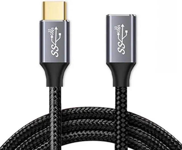 Alt view image 2 of 7 - USB-C USB 3.1 Type-C Male to Female Extension Data Cable 10Gbps 100W with Sleeve for Laptop Phone 1.5"feet