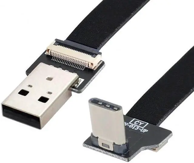 Alt view image 7 of 7 - Up Down Angled USB 2.0 Type-A Male to USB-C Type-C Male Data Flat Slim FPC Cable for FPV and Disk and Phone