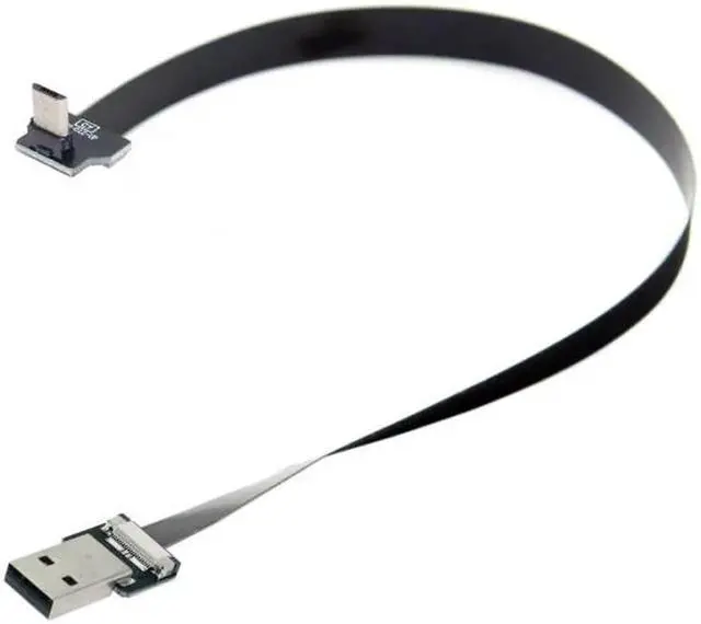 Alt view image 6 of 7 - Up Angled USB 2.0 Type-A Male to Micro USB 5Pin Male Data Flat Slim FPC Cable for FPV and Disk and Phone