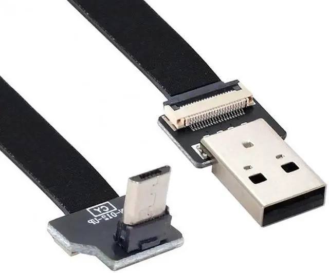 Alt view image 4 of 7 - Up Angled USB 2.0 Type-A Male to Micro USB 5Pin Male Data Flat Slim FPC Cable for FPV and Disk and Phone