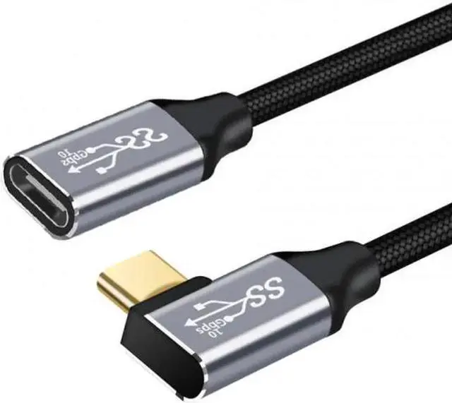 Main image of 20CM Left & Right Angled USB-C USB 3.1 Type C Male to Female Extension Data Cable 10Gbps 100W with Sleeve for Laptop
