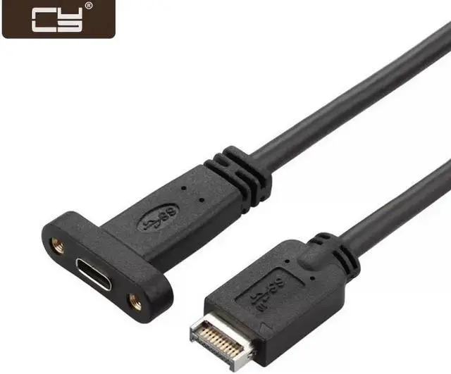Main image of USB 3.1 Front Panel Header to USB-C Type-C Female Extension Cable 40cm with Panel Mount Screw UC-037